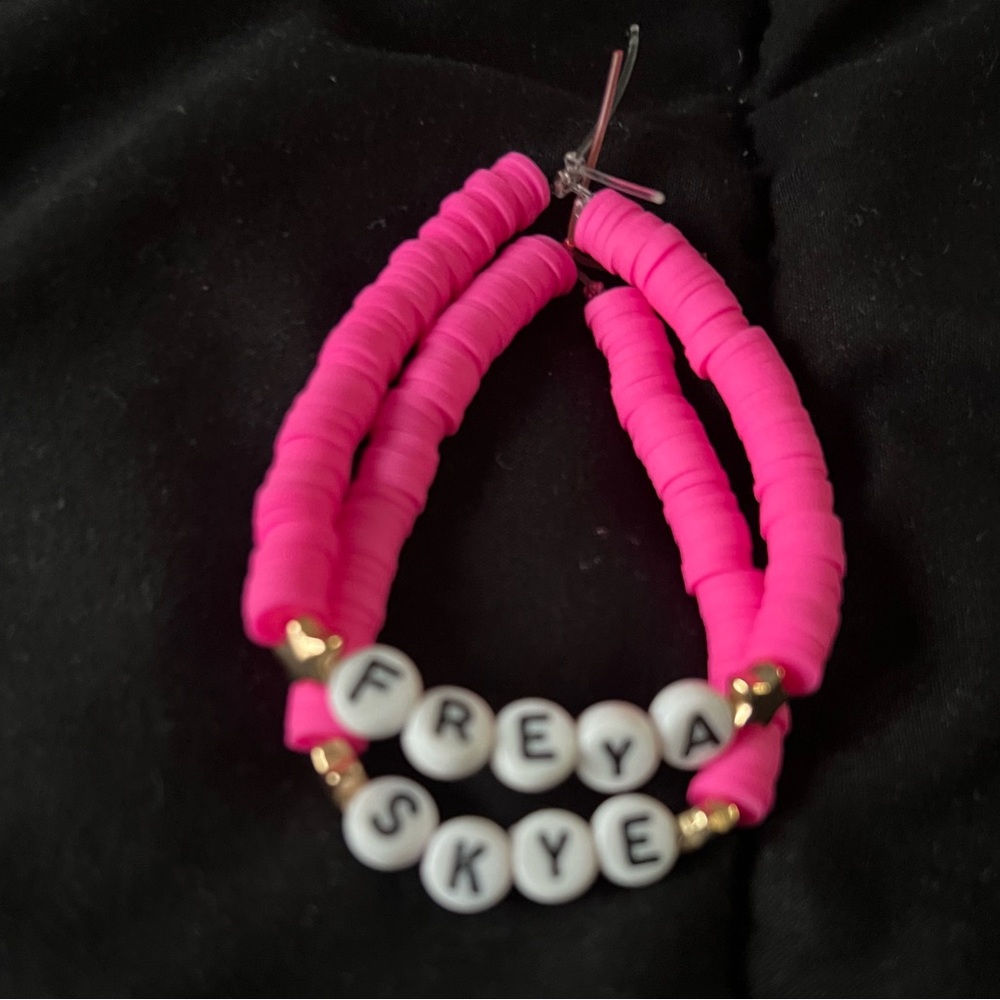 Bright Pink Personalized hand made Bracelets